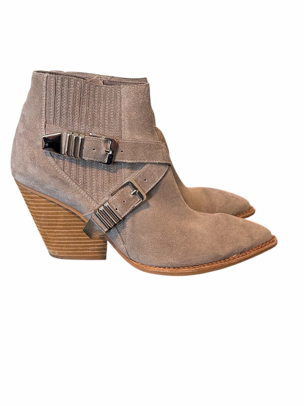 Jeffrey Campbell Texan Ankle Boots Size 10 Tan Taupe Suede Festival Western